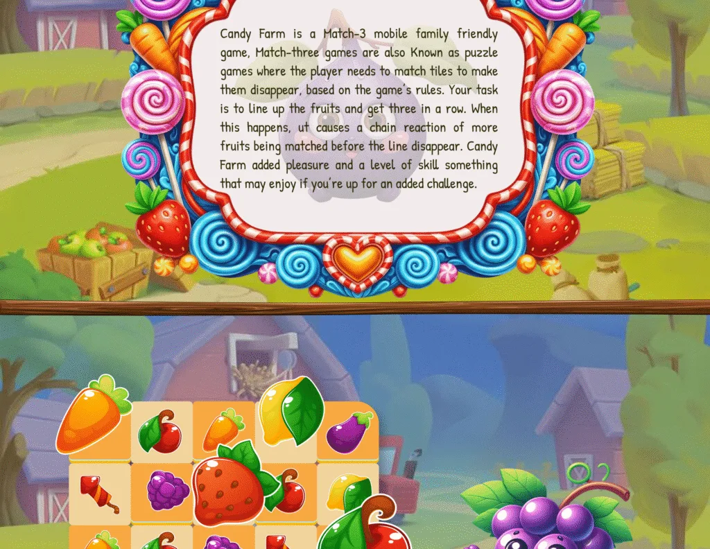 Candy Farm – لعبة مطابقة الفواكه بمتعة التحدي العائلي