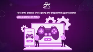 How is the process of designing and programming professional video games at Athr?